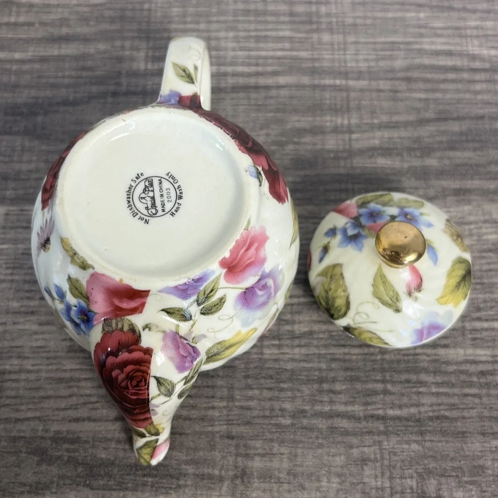 A Special Place Vintage‎ 2003 Mini Floral Tea Pot Rose Boho Cottage Decor Piece